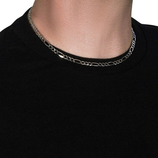 4.6mm 14k White Gold Solid Figaro Chain | Richard Cannon Jewelry