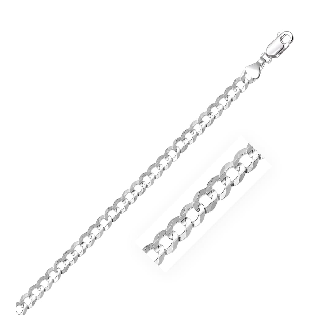 4.7mm 14k White Gold Solid Curb Bracelet | Richard Cannon Jewelry