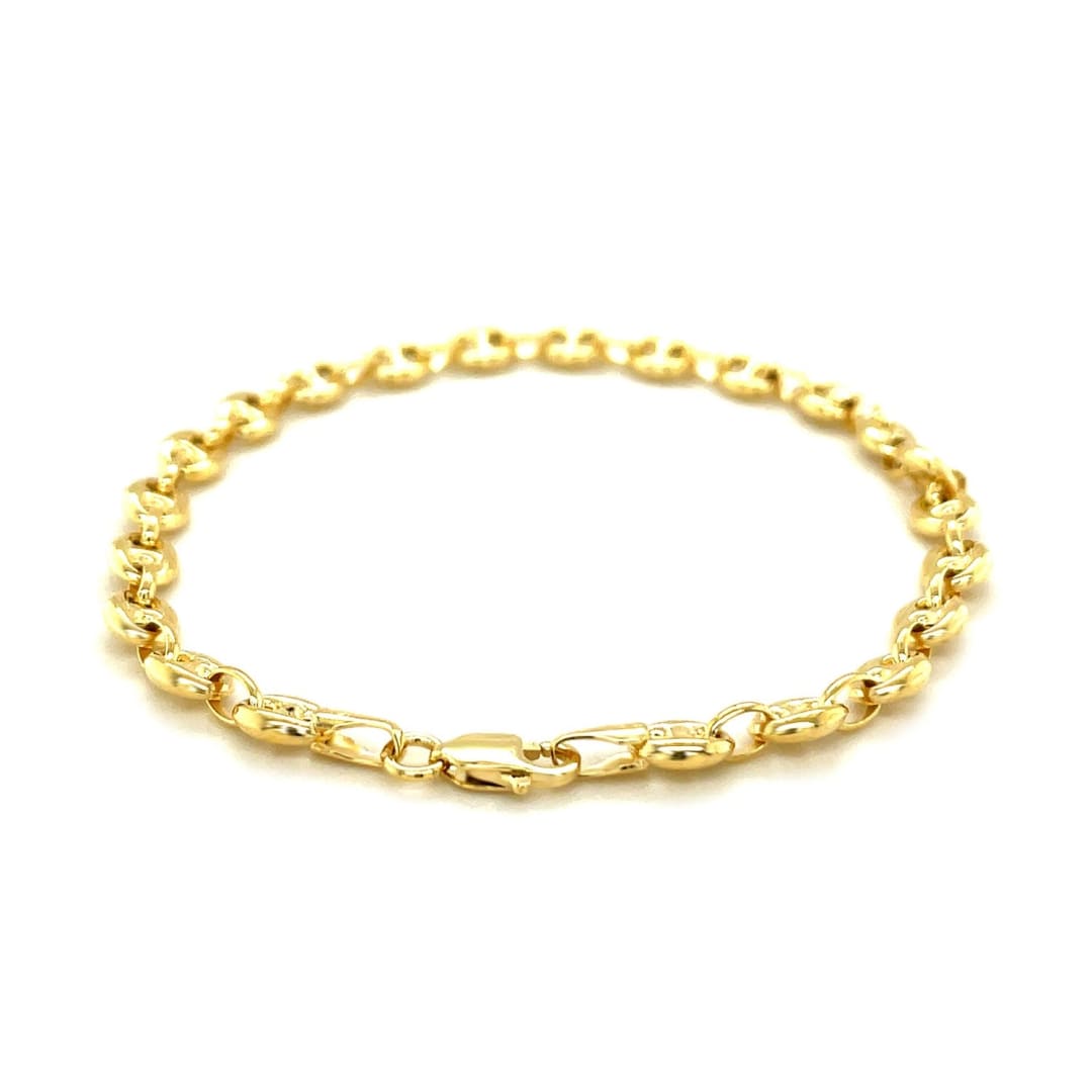 4.7mm 14k Yellow Gold Puffed Mariner Anklet | Richard Cannon Jewelry