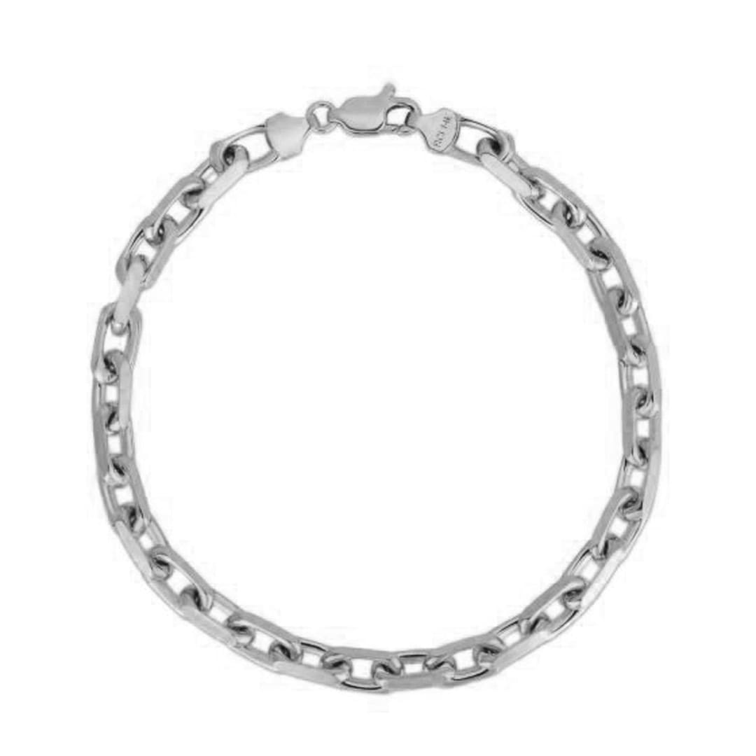 4.8mm 14k White Gold French Cable Chain Bracelet | Richard Cannon Jewelry