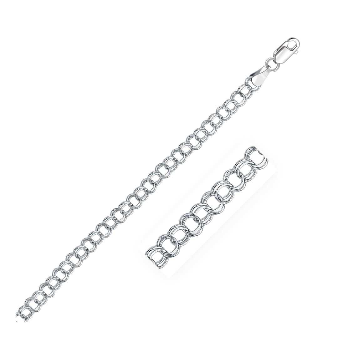 5.0 mm 14k White Gold Solid Double Link Charm Bracelet | Richard Cannon Jewelry