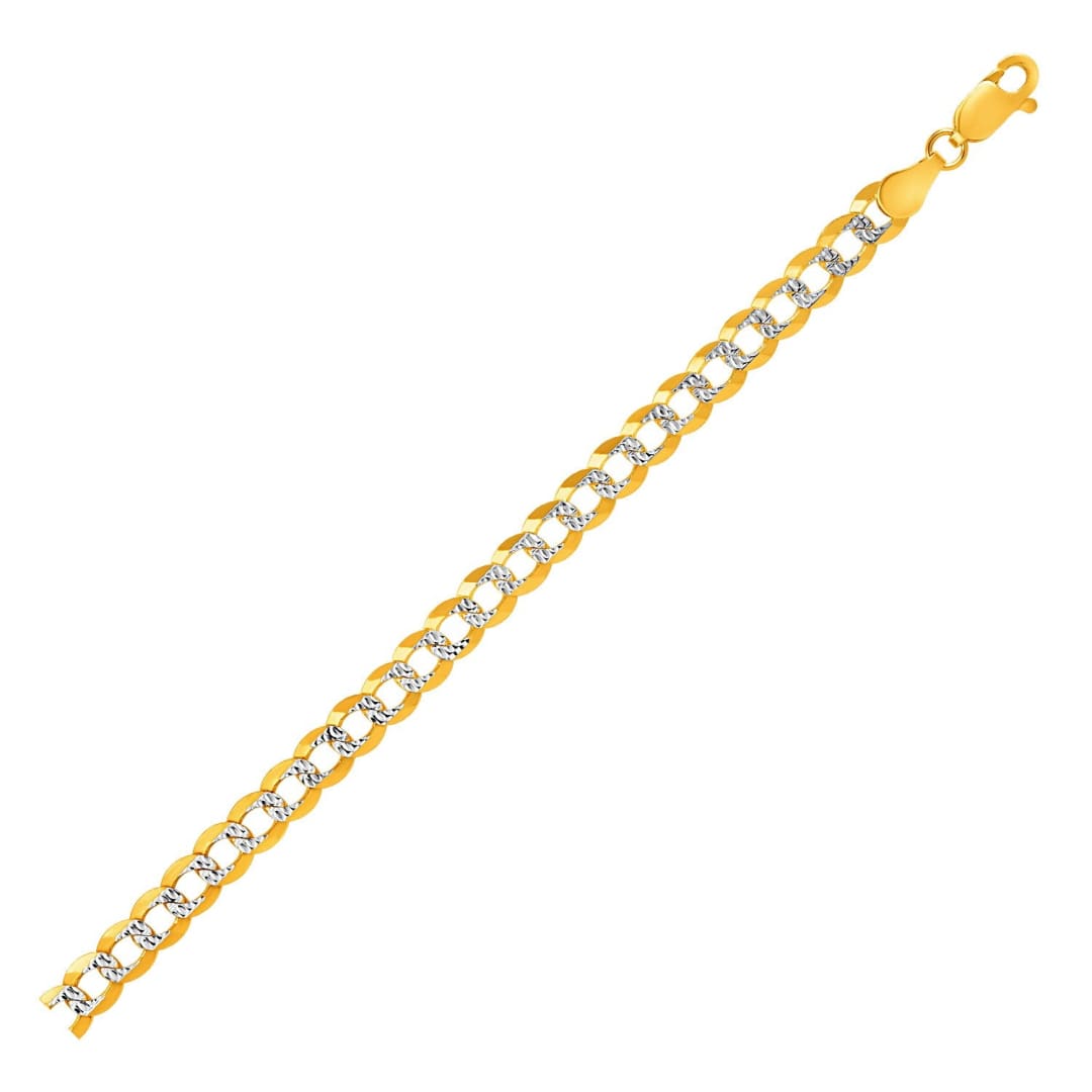 5.7mm 14k Two Tone Gold Pave Curb Bracelet | Richard Cannon Jewelry