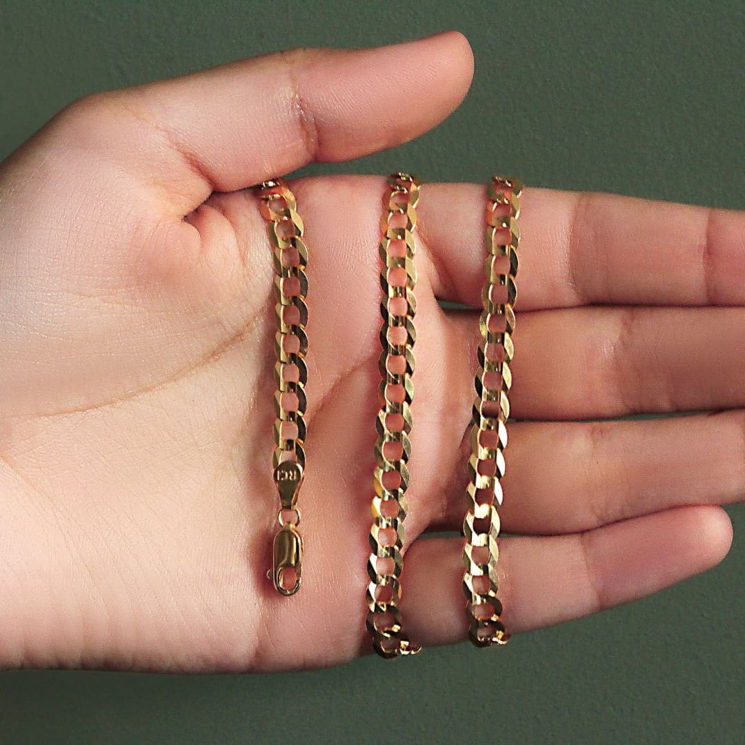 5.7mm 14k Yellow Gold Solid Curb Chain | Richard Cannon Jewelry