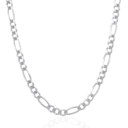 6.0mm 14k White Gold Solid Figaro Chain | Richard Cannon Jewelry