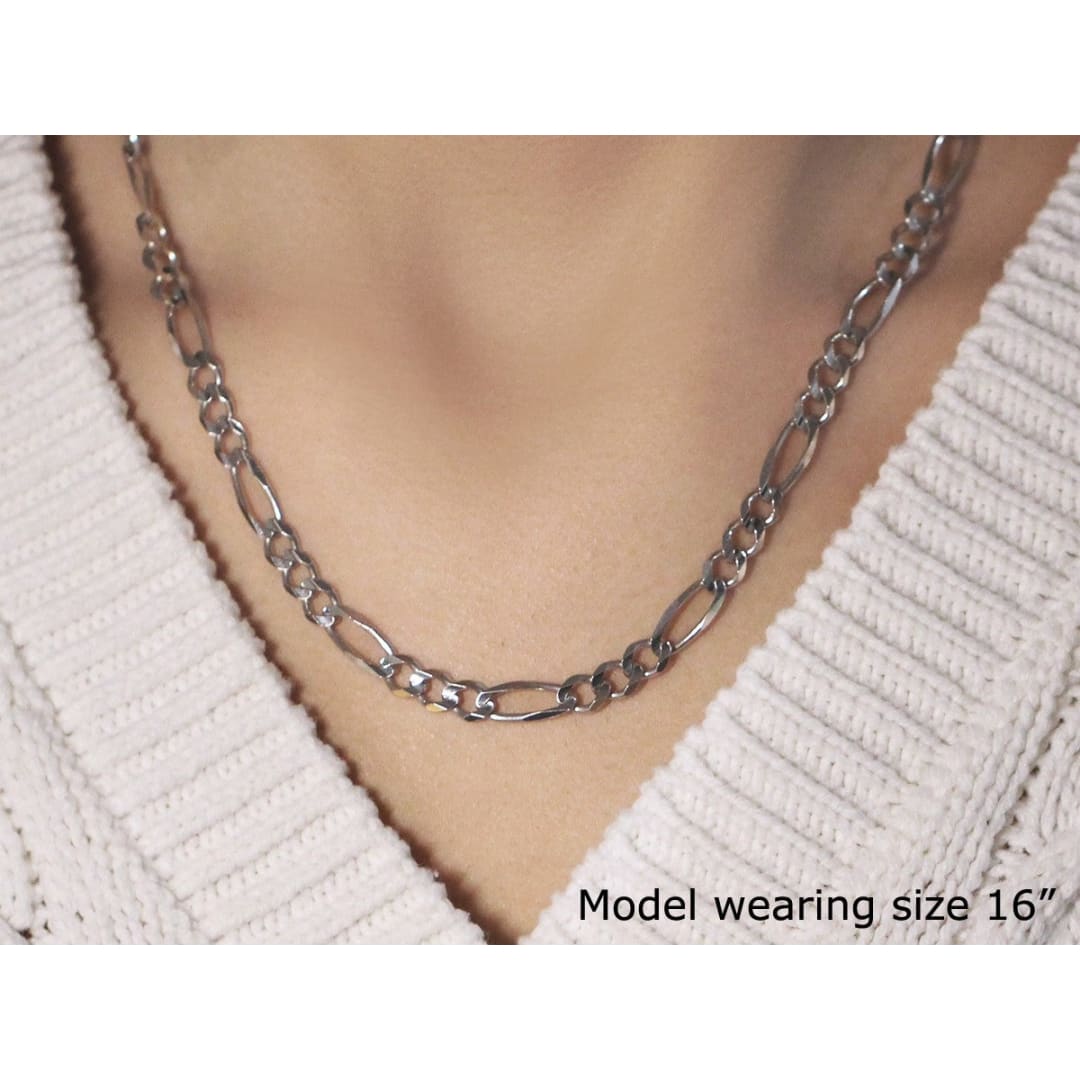 6.0mm 14k White Gold Solid Figaro Chain | Richard Cannon Jewelry