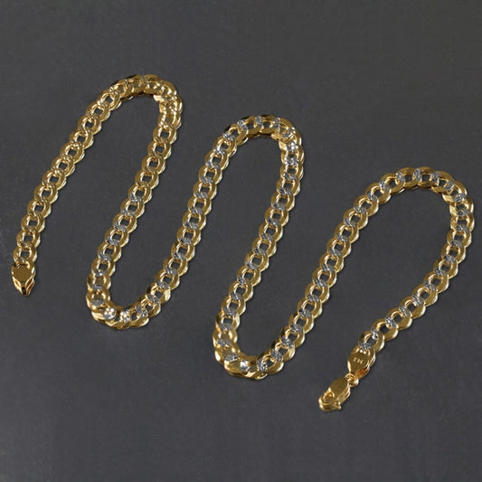 7.0 mm 14k Two Tone Gold Pave Curb Chain | Richard Cannon Jewelry