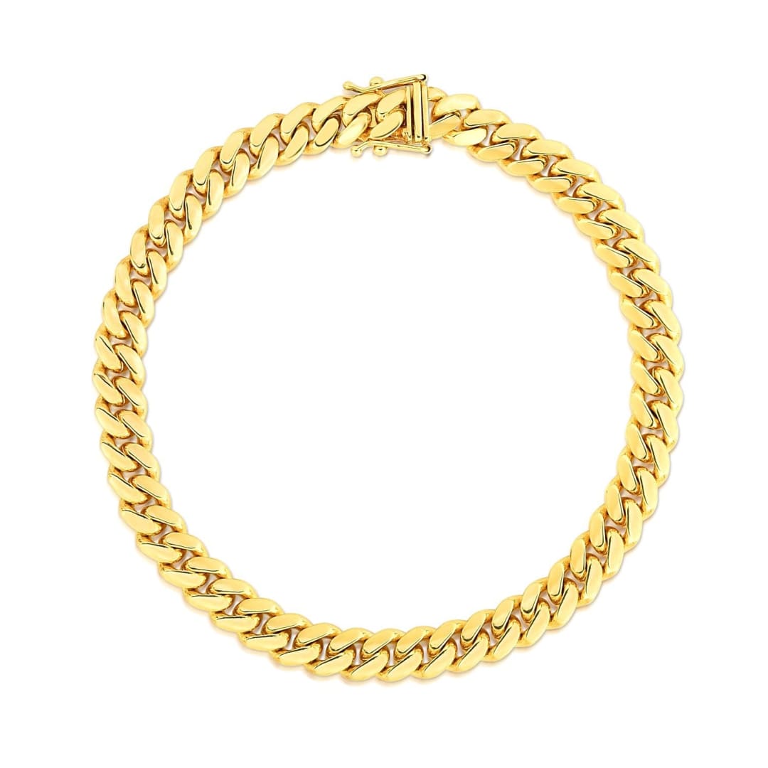 7.0mm 10k Yellow Gold Classic Miami Cuban Solid Bracelet | Richard Cannon Jewelry