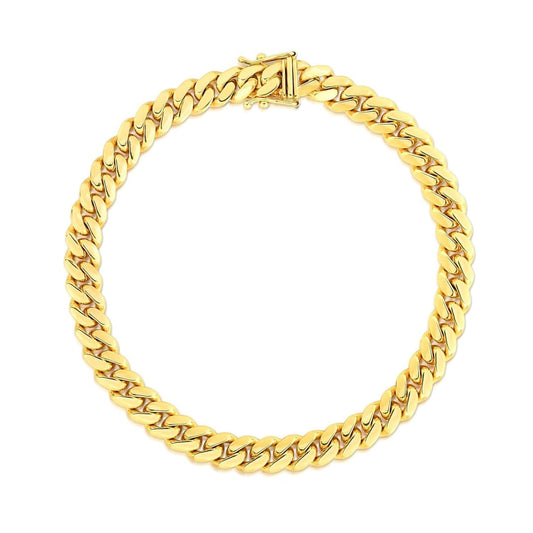 7.0mm 10k Yellow Gold Classic Miami Cuban Solid Bracelet | Richard Cannon Jewelry