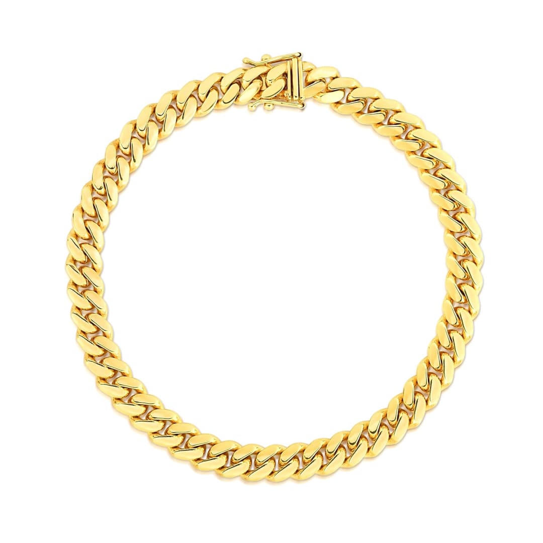 7.0mm 14k Yellow Gold Classic Miami Cuban Solid Bracelet | Richard Cannon Jewelry