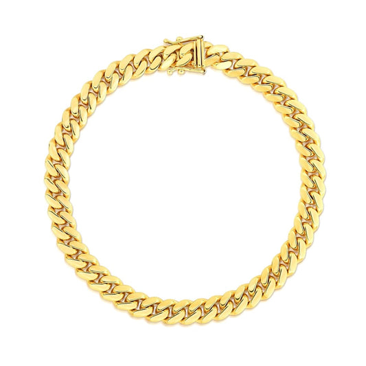 7.0mm 14k Yellow Gold Classic Miami Cuban Solid Bracelet | Richard Cannon Jewelry