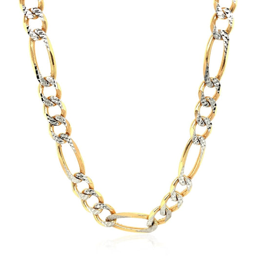 7.0mm 14K Yellow Gold Solid Pave Figaro Chain | Richard Cannon Jewelry