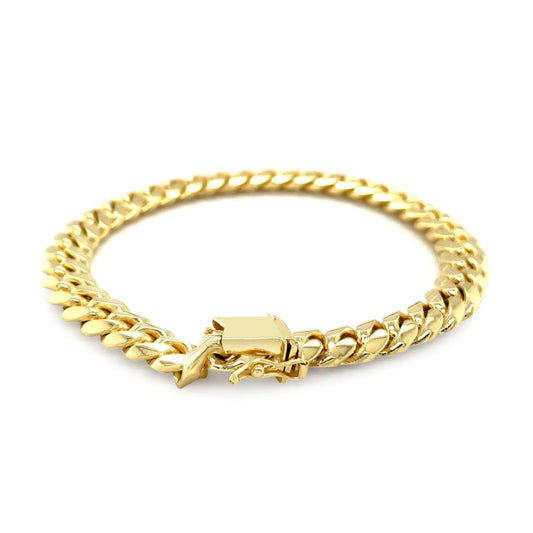 8.25mm 14k Yellow Gold Classic Miami Cuban Solid Bracelet | Richard Cannon Jewelry