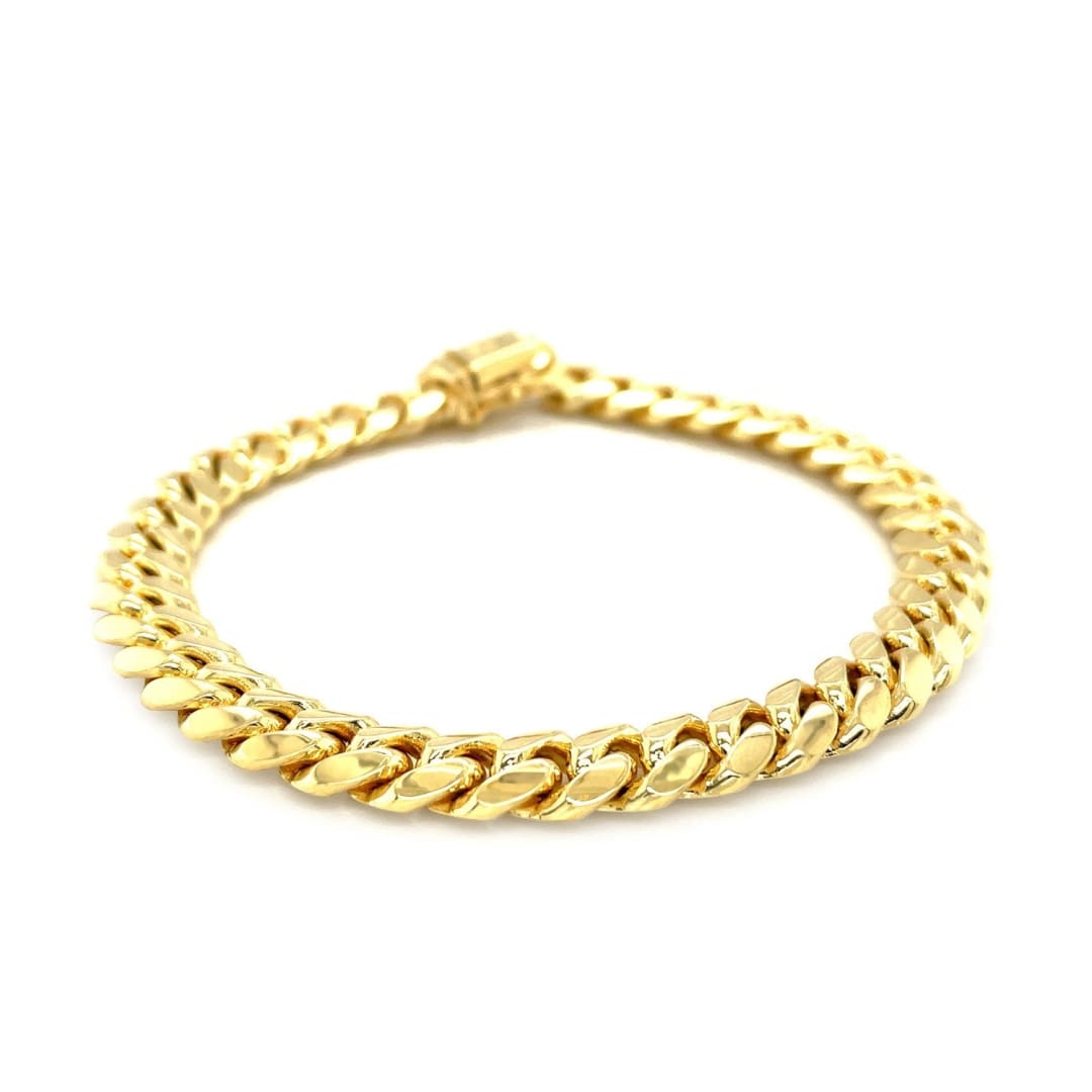 8.2mm 10k Yellow Gold Classic Miami Cuban Solid Bracelet | Richard Cannon Jewelry