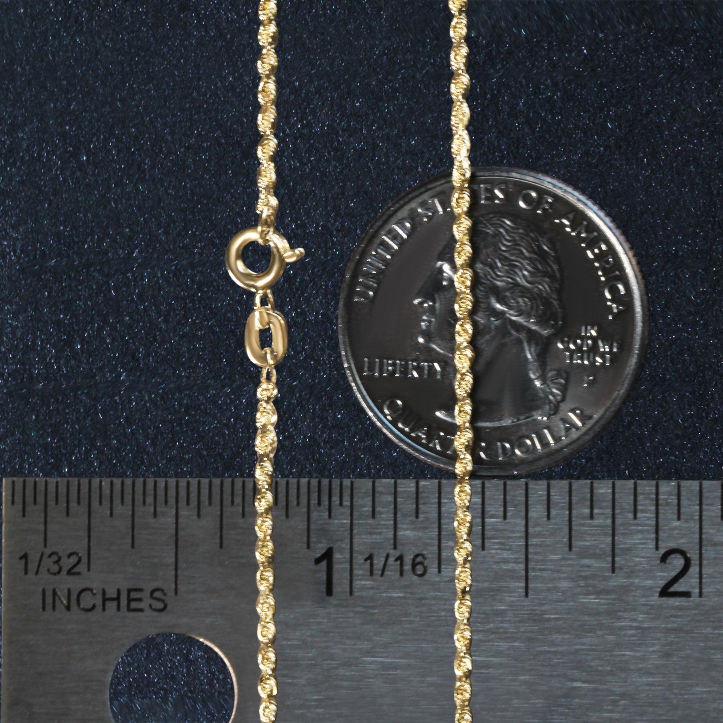 10k Yellow Gold Solid Diamond Cut Rope Chain (1.40 mm)-5