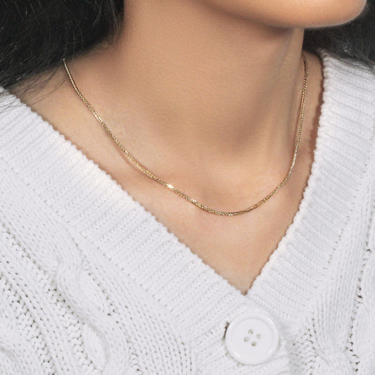 14k Yellow Gold Square Wheat Chain (1.80 mm)-1