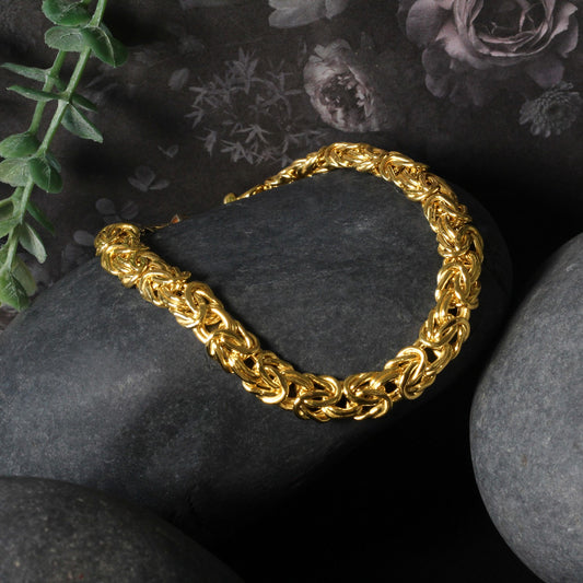 10k Yellow Gold Byzantine Design Chain Bracelet-1