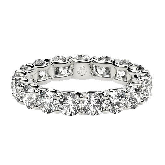 Round Cut Lab Grown Diamond Eternity Ring in 14k White Gold (3 cttw FG/VS2)-1