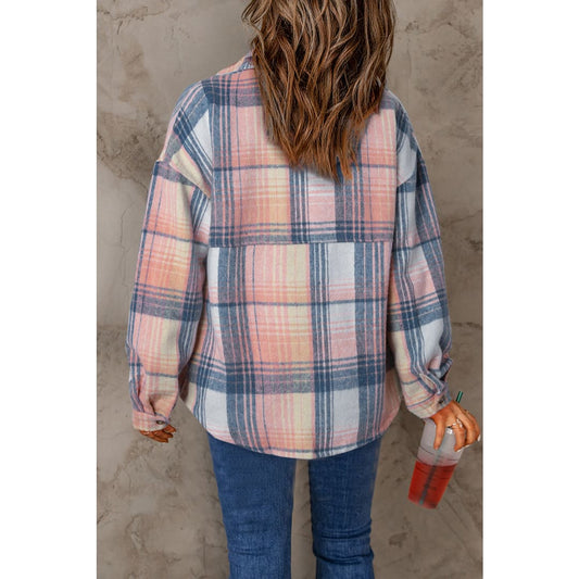 Addison Plaid Flap Pockets Shacket | Threaded Pear