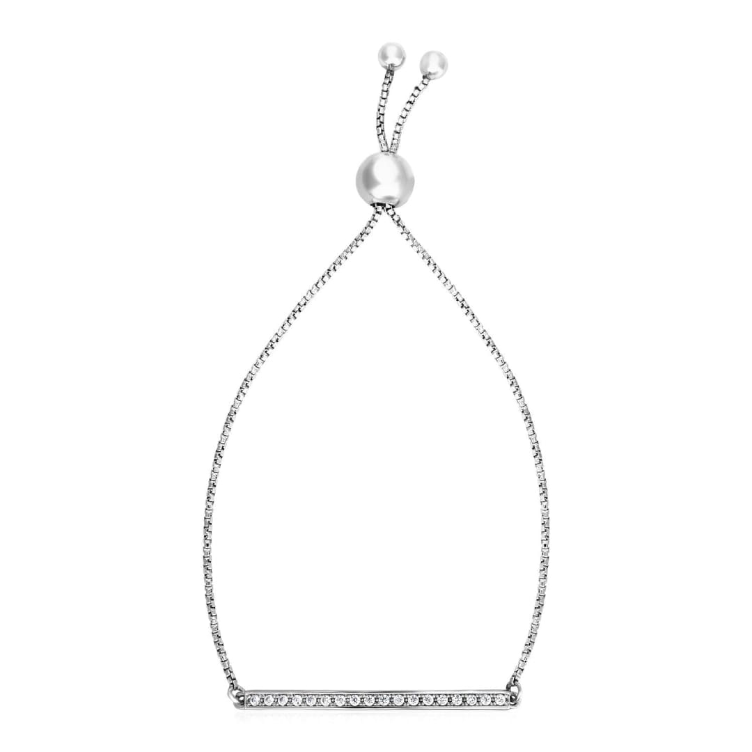 Adjustable Bar Bracelet with Cubic Zirconia in Sterling Silver | Richard Cannon Jewelry