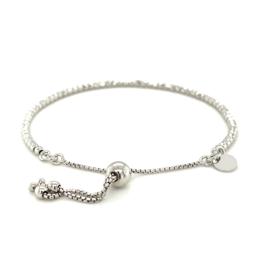 Adjustable Fine Shiny Beaded Bracelet in Sterling Silver | Richard Cannon Jewelry