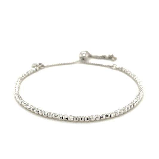 Adjustable Fine Shiny Beaded Bracelet in Sterling Silver | Richard Cannon Jewelry
