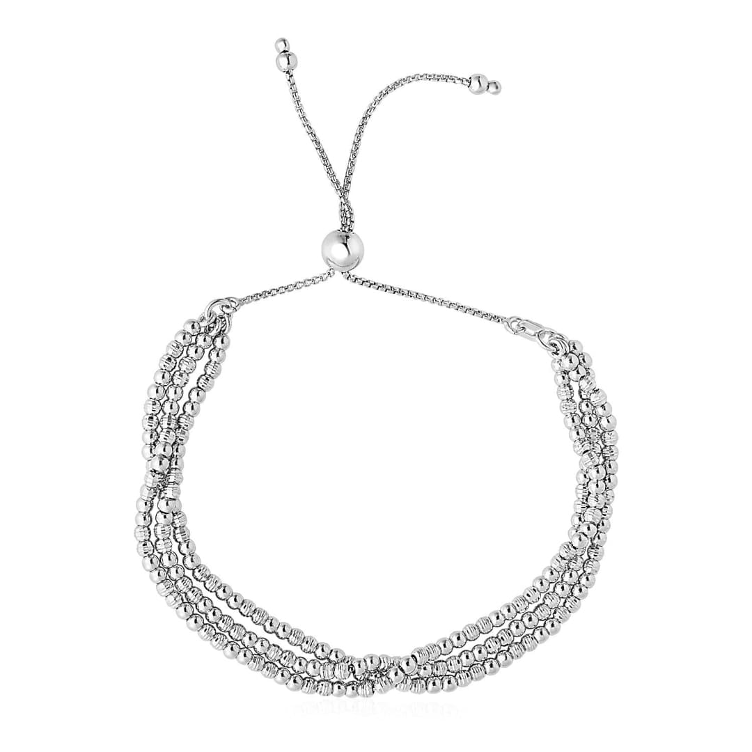 Adjustable Three-Strand Bead Bracelet in Sterling Silver | Richard Cannon Jewelry