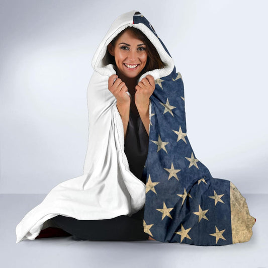 American Flag Baseball Stitch Hooded Blanket | The Urban Clothing Shop™