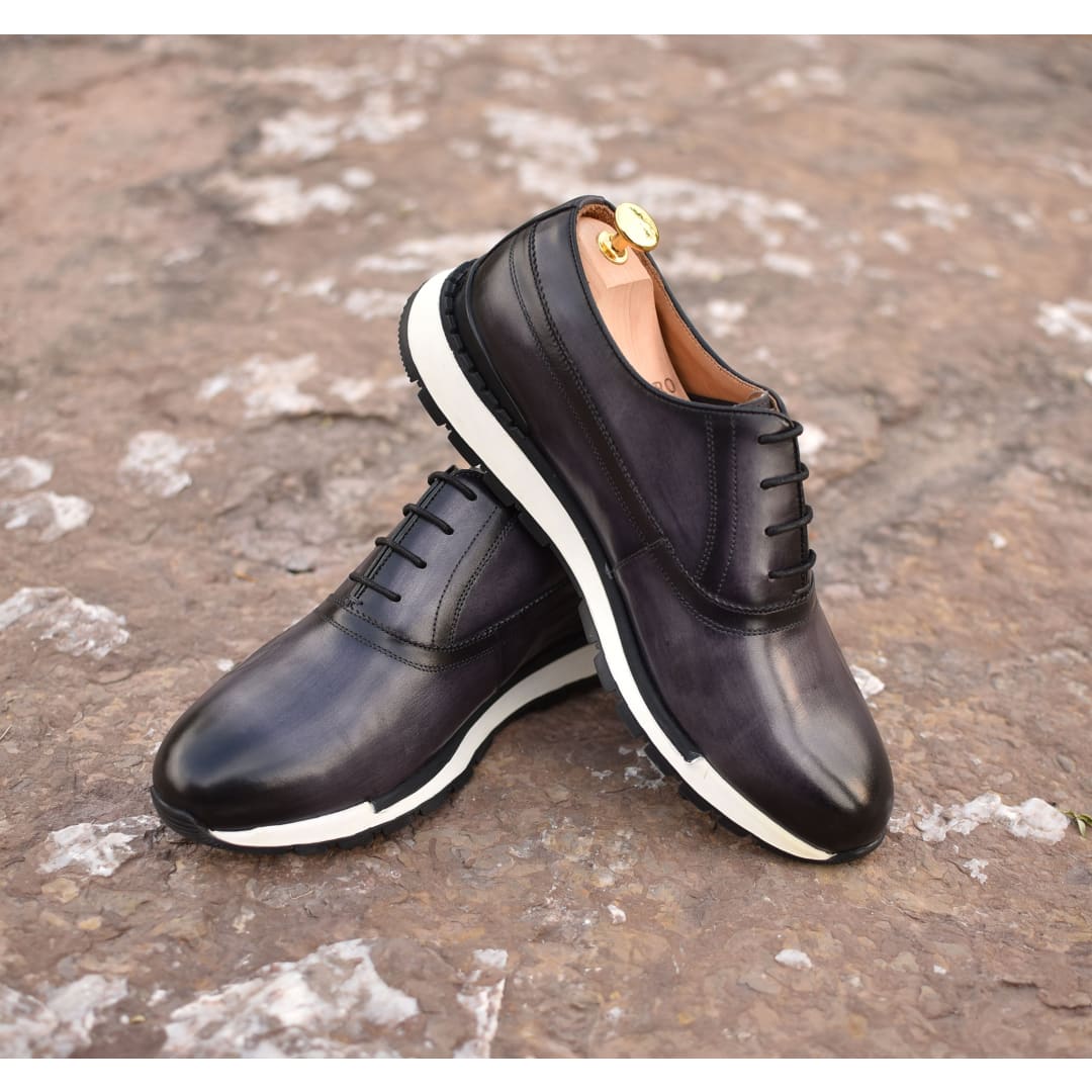 Archie - Gray Leather Sneakers | Barismil