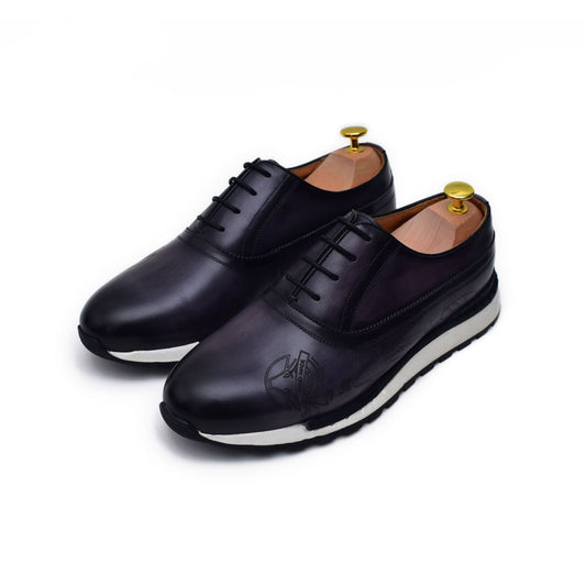 Archie - Gray Leather Sneakers | Barismil