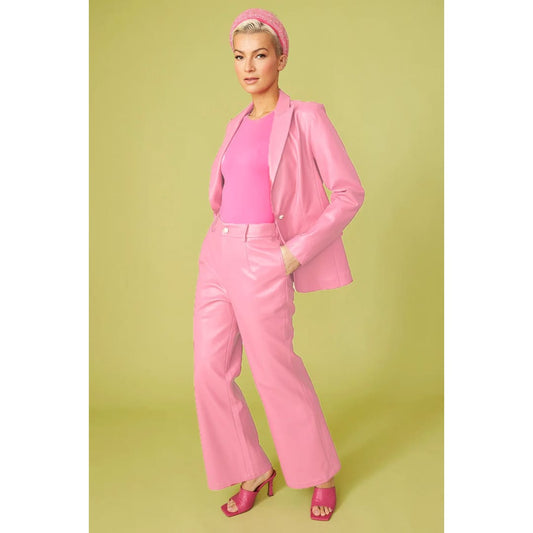 Baby Pink Vegan Leather Blazer | Buy Me Fur Ltd