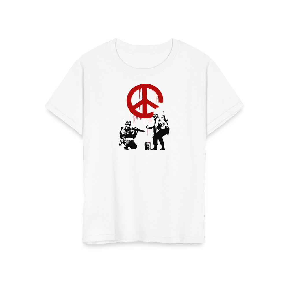 Banksy - Soldiers Painting Peace Symbol 2006 Artwork T-Shirt-9