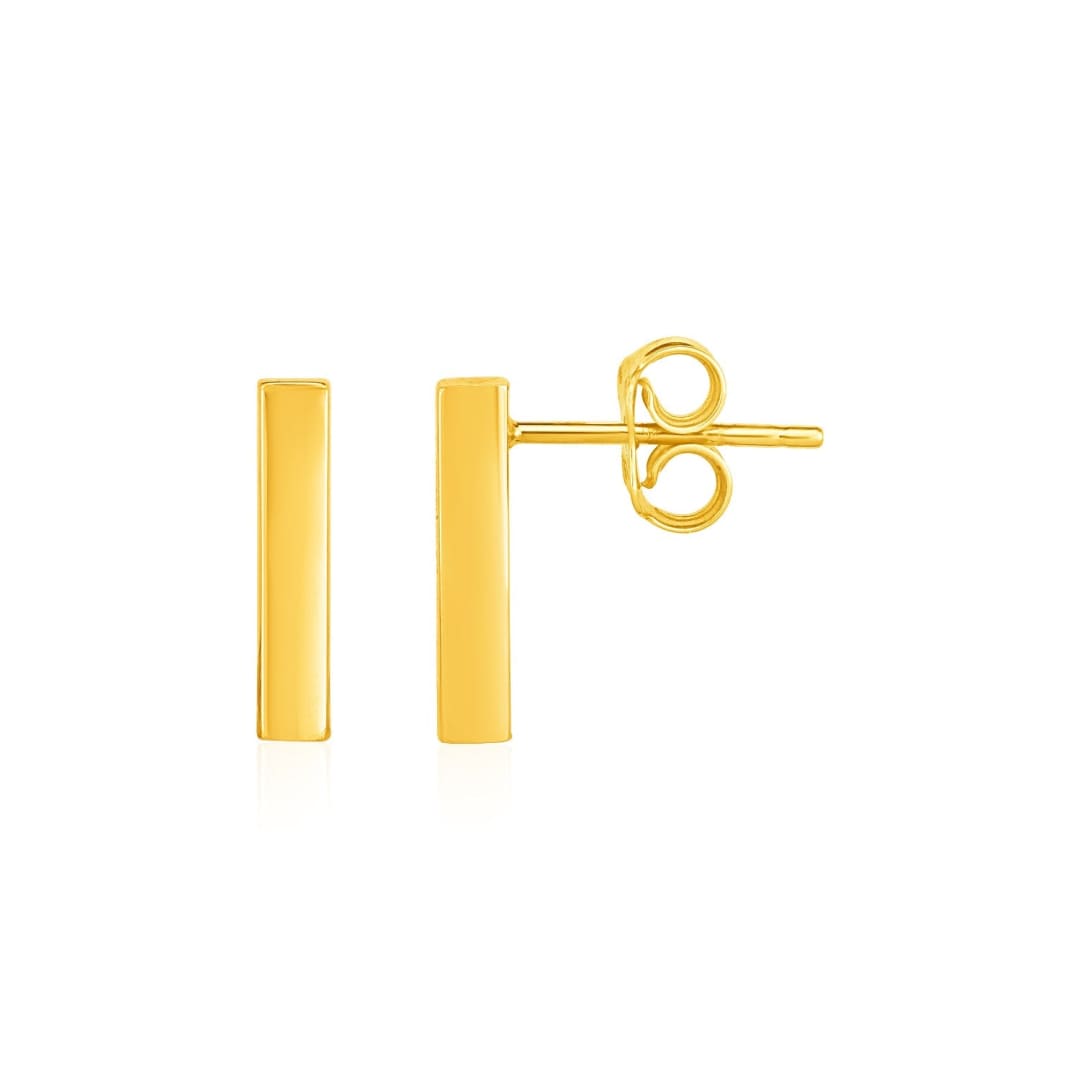 Bar Post Earrings in 14k Yellow Gold | Richard Cannon Jewelry