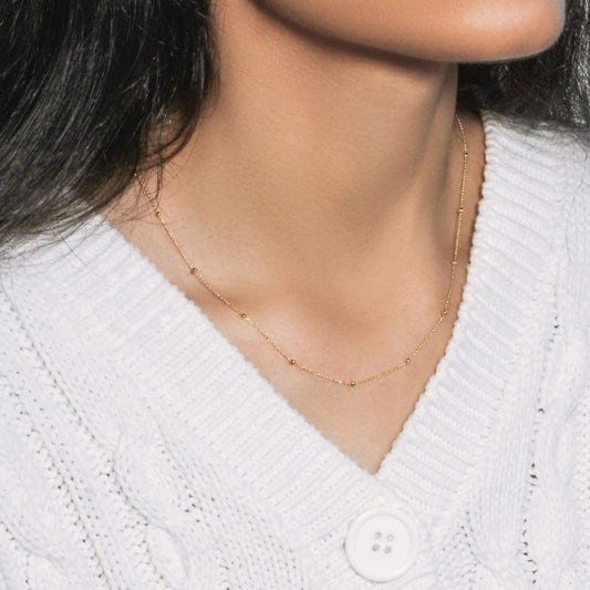 Bead Links Saturn Chain in 14k Yellow Gold (3.5mm) | Richard Cannon Jewelry