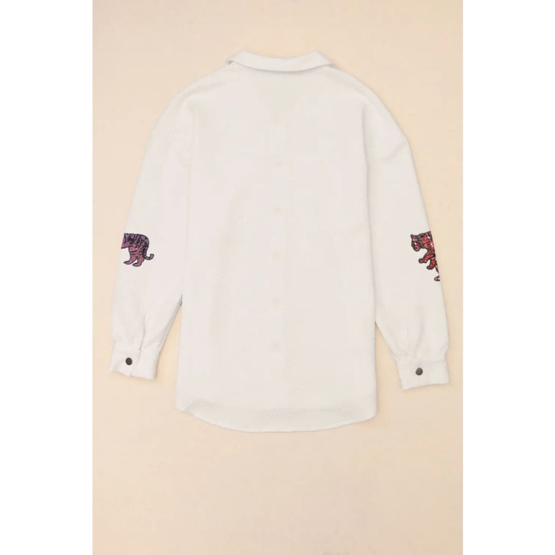 Beige Solid Textured Flap Pocket Buttoned Shacket | Fashionfitz