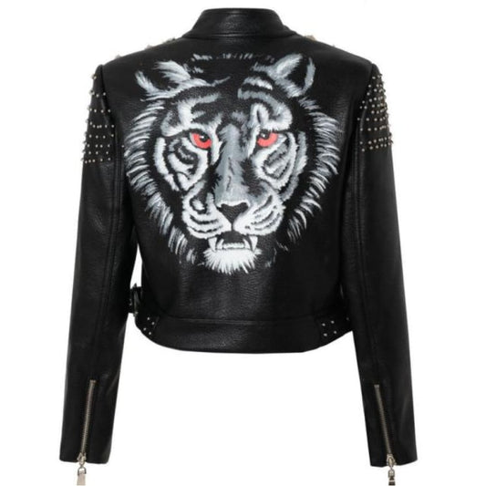 BIKER GURL Leather Rivet Jacket | The Urban Clothing Shop™