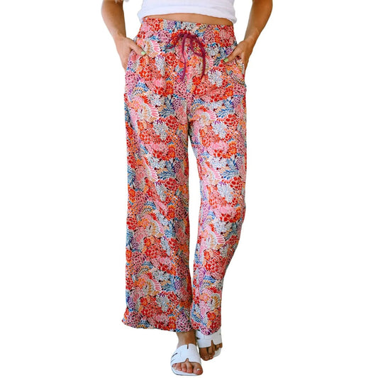 Black Drawstring Elastic Waist Casual Wide Leg Pants | Fashionfitz