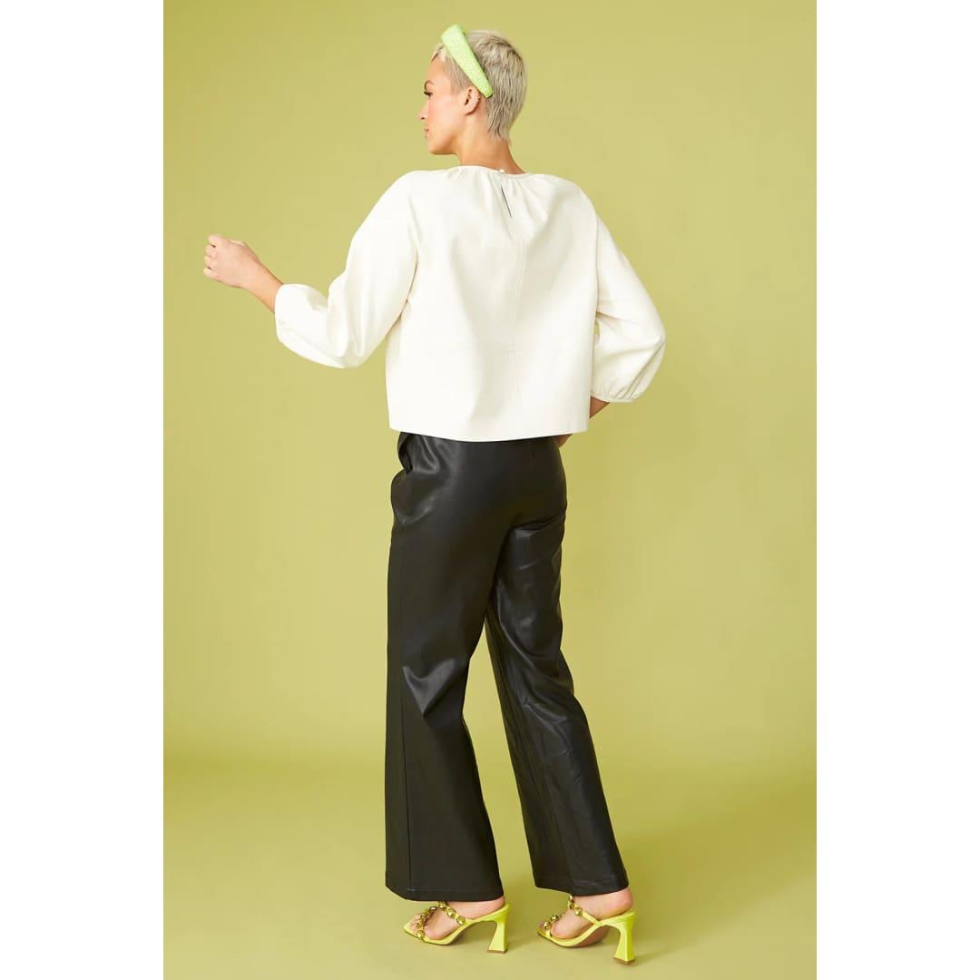 Black Tencel Blend Eco Leather Trousers | Buy Me Fur Ltd