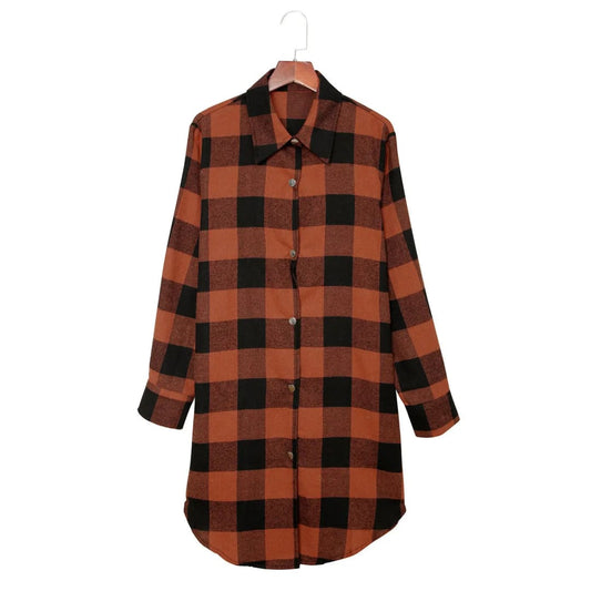 Blue Turn-down Collar Plaid Shirt Jacket | Fashionfitz