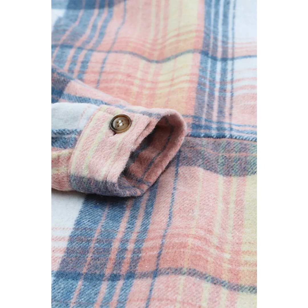 Brown Plaid Flap Pockets Shacket | Fashionfitz