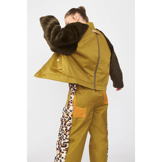 Contrasting Green Faux Fur Jacket | Buy Me Fur Ltd