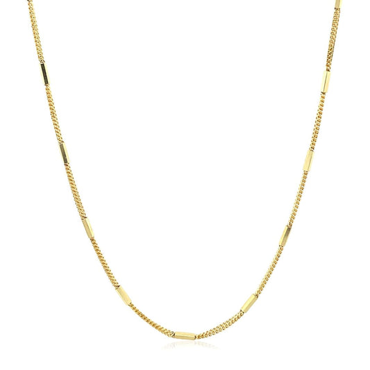 Diamond Cut Bar Links Pendant Chain in 14k Yellow Gold (1.3mm) | Richard Cannon Jewelry