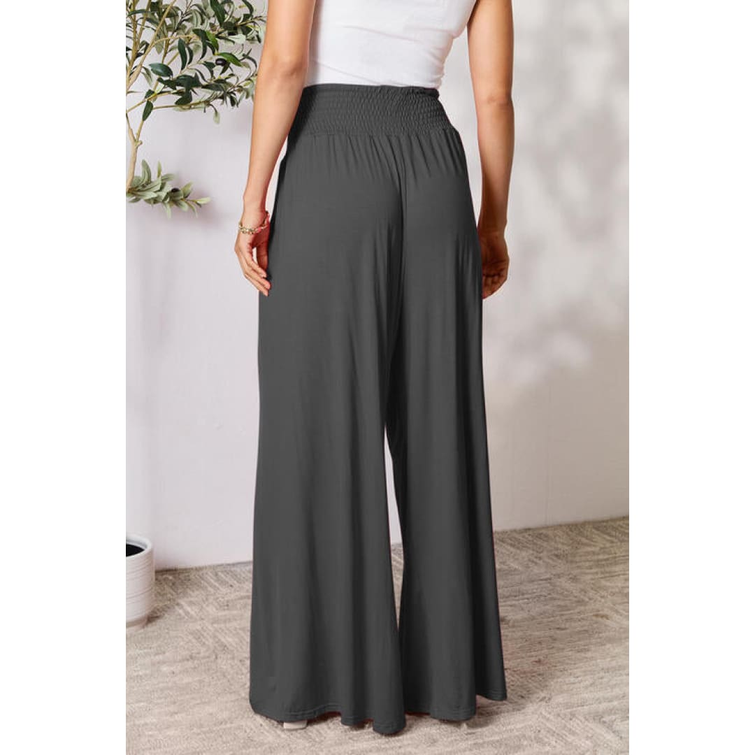 Double Take Full Size Smocked Wide Waistband Wide Leg Pants | The Urban Clothing Shop™