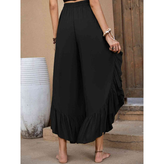 Enzo Ruffle Trim Long Pants | ClaudiaG