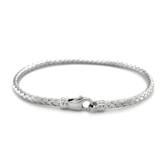 Fancy Weave Bangle in 14k White Gold (3.0mm) | Richard Cannon Jewelry