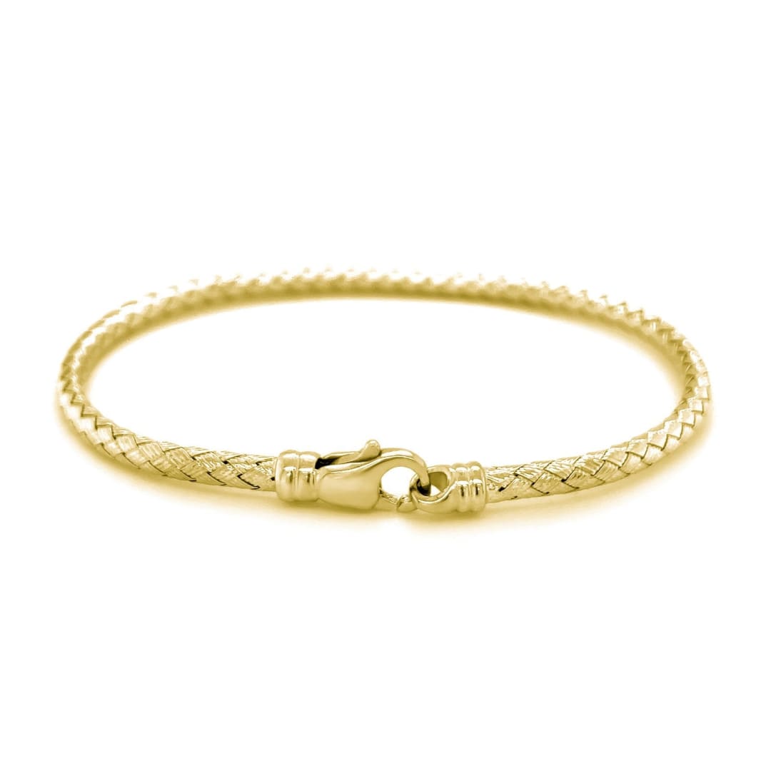Fancy Weave Bangle in 14k Yellow Gold (3.0mm) | Richard Cannon Jewelry