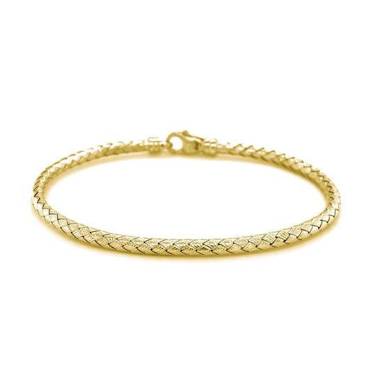 Fancy Weave Bangle in 14k Yellow Gold (3.0mm) | Richard Cannon Jewelry