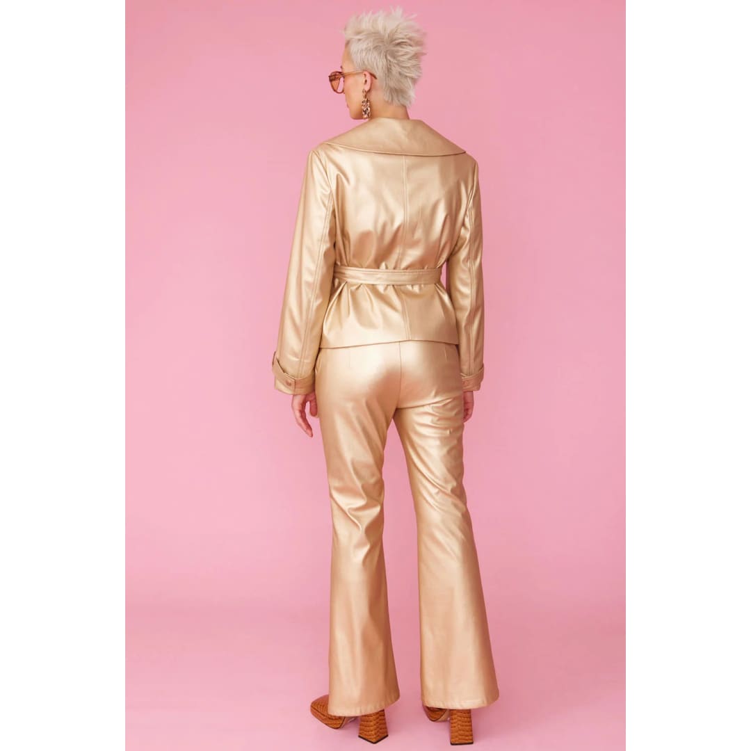 Faux Leather Metallic Gold Jacket | Buy Me Fur Ltd