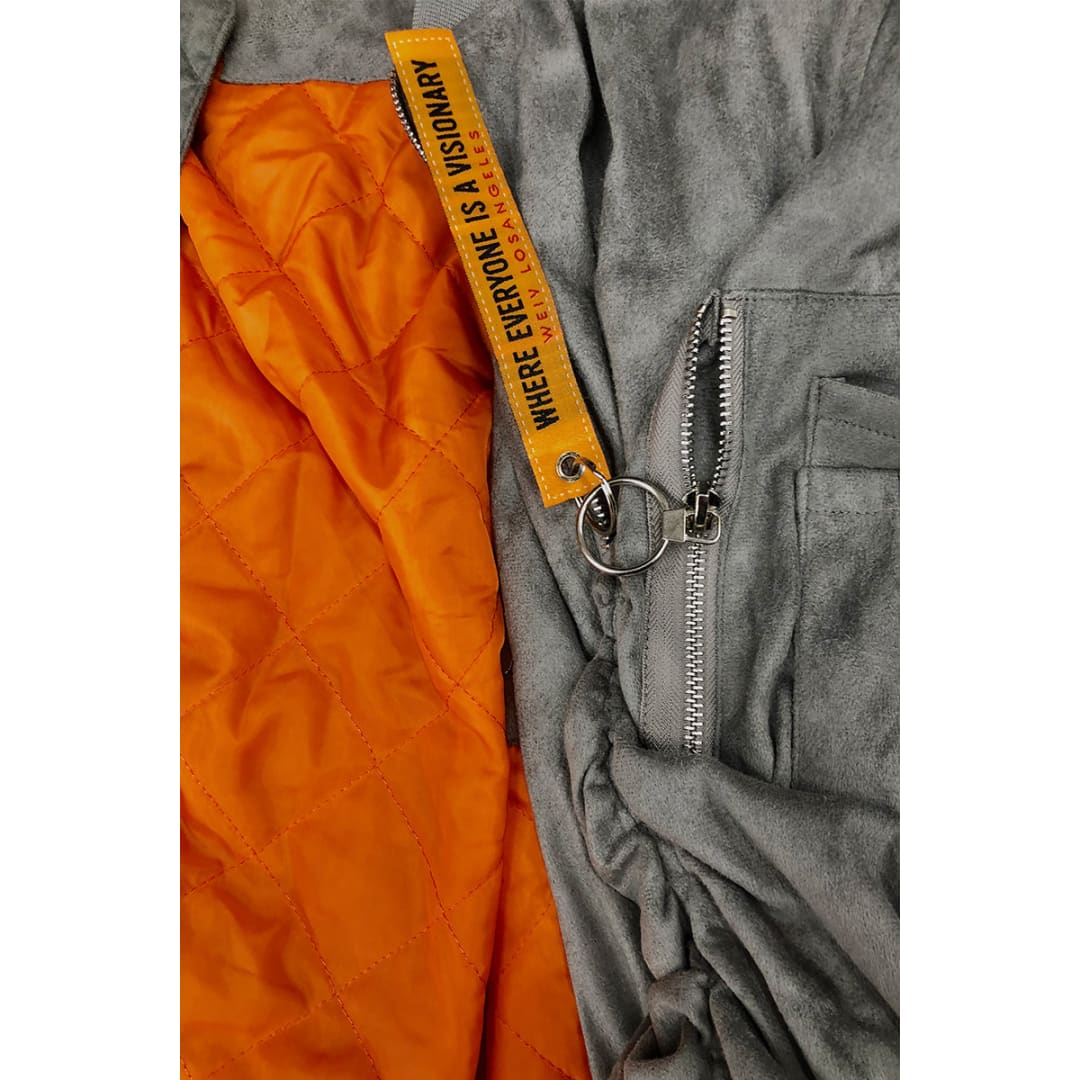 Faux Suede Tagged Bomber | The Urban Clothing Shop™