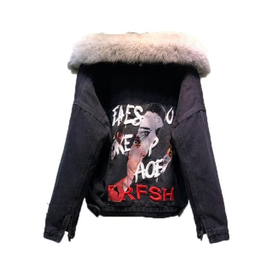 FOXY LADY Dark Blue Denim Jacket | The Urban Clothing Shop™