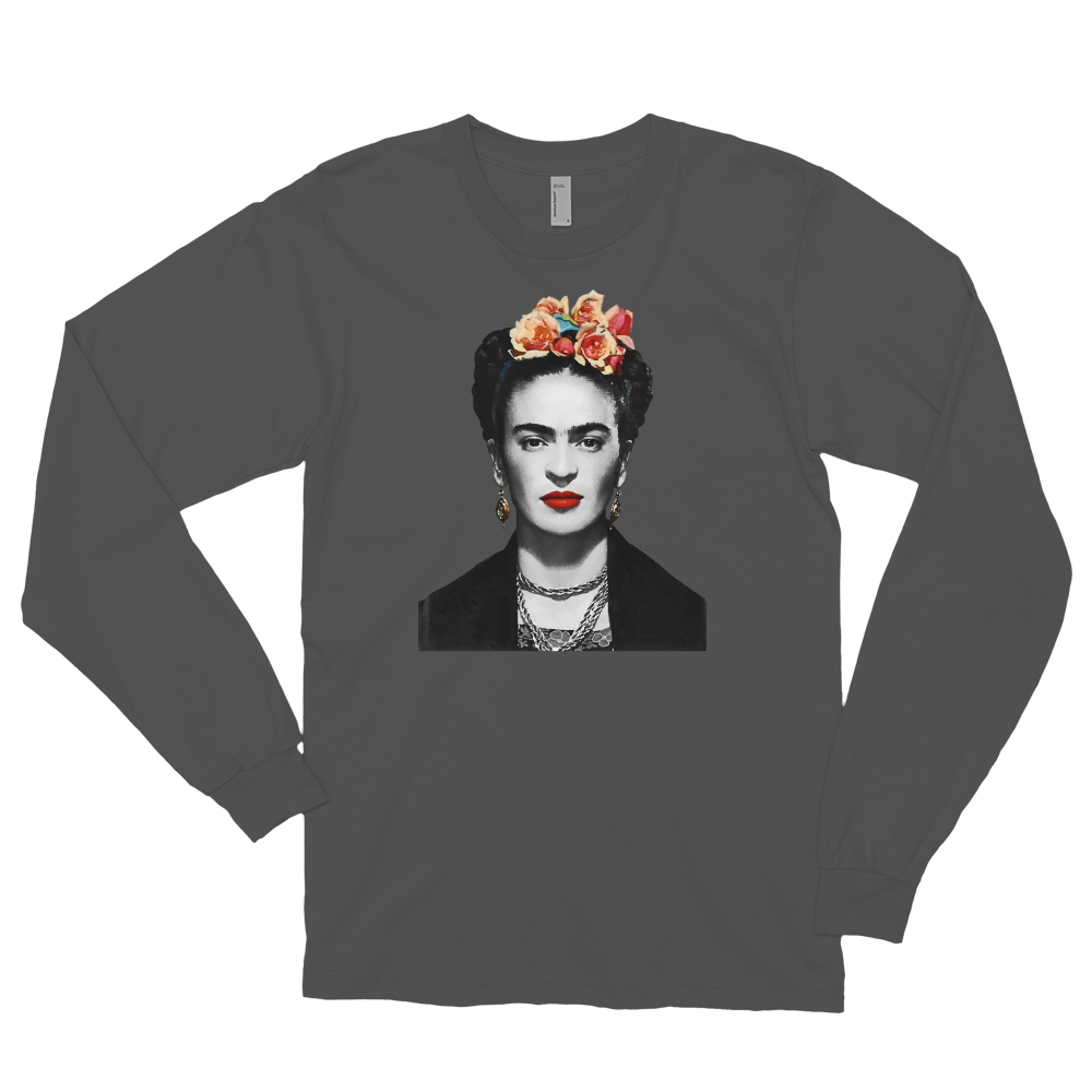 Frida Kahlo With Flowers Poster Artwork Long Sleeve Shirt-5